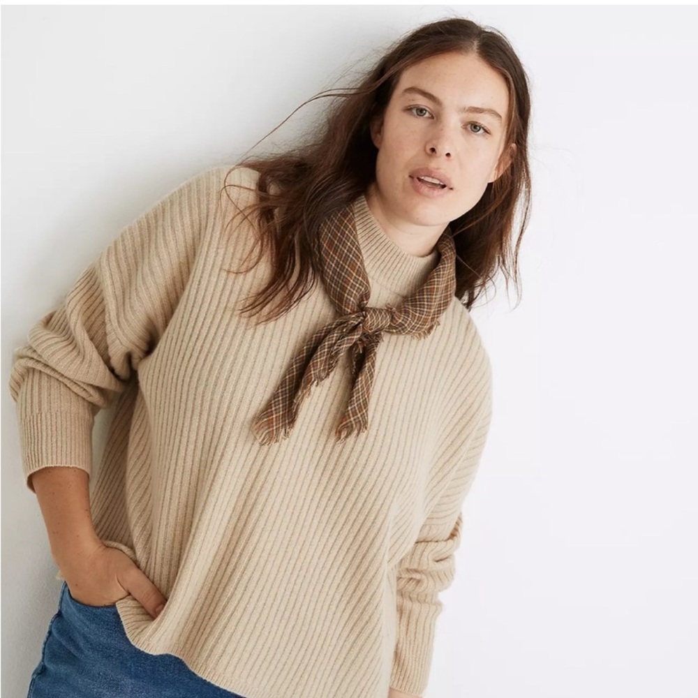 Madewell Cashmere Ribbed Mockneck Sweater